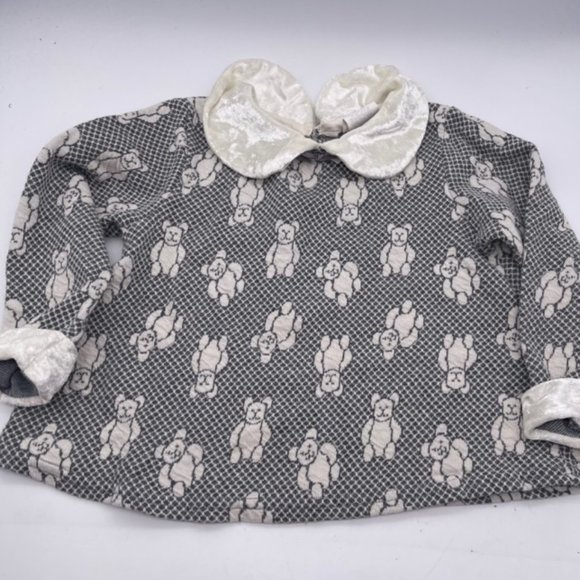 VTG 80s 90s Sesame Street Toddler Girl's 4T Knit Bear Print Gray Sweater Outfit - Picture 2 of 14